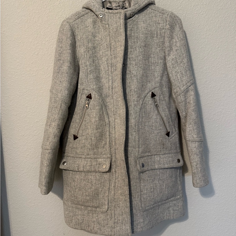J.Crew Stadium Cloth by Nello Gori Wool Blend Hooded Coat Size 4